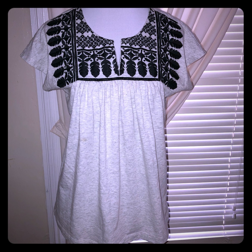 Gap Embroidered Short Flutter Sleeve Top, Sz Sm